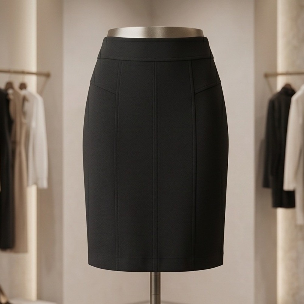 Chico's 3 Ponte Short Pencil Skirt Black XL Office Professional Career Goth‎ Emo